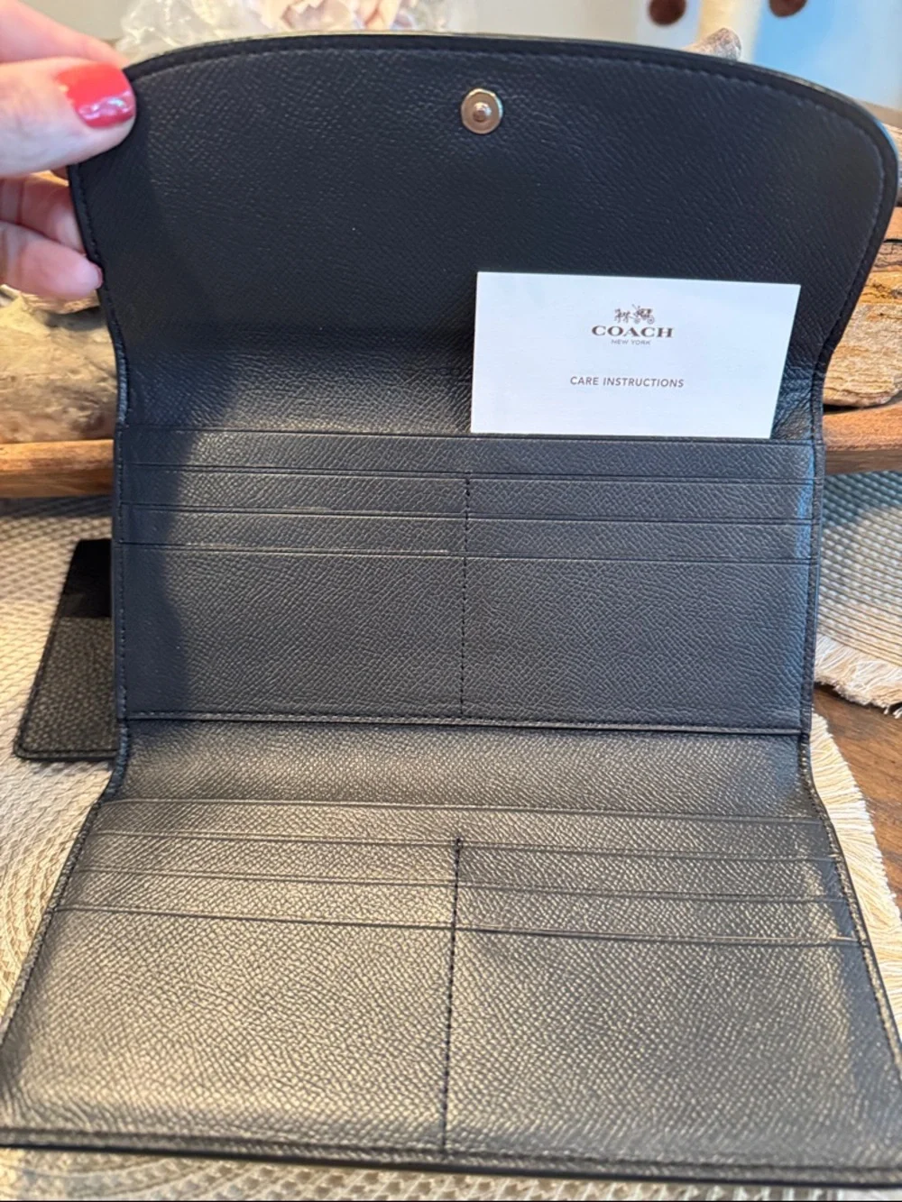 Coach Black Pebbled Leather Wallet & Checkbook Duo with Gold Logo - Picture 3 of 8